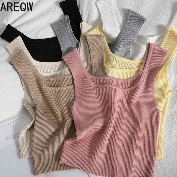 

women's summer clothing knitted tank camis streetwear 210507, White