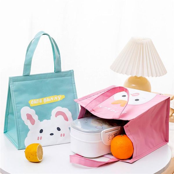 

storage bags women men lunch bag cartoon chick square tote thermal food picnic cooler kid organizer