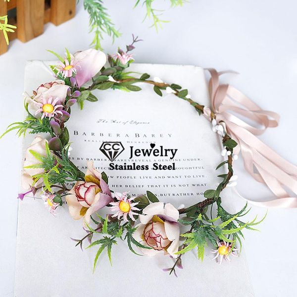 

hair clips & barrettes women flower hairbands wedding accessories engagement jewelry bridal crowns 100% handmade headbands wreath 58395, Golden;silver