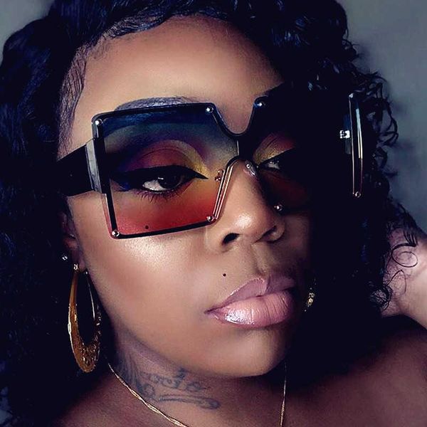 

sunglasses oversized a piece square for women luxury brand gradient flat noise sunglasses female vintage large frame men shades, White;black