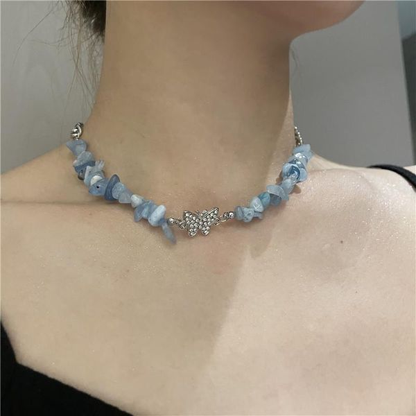 

pendant necklaces japanese and korean fashion butterfly-shaped clavicle chain green beaded necklace female, Silver