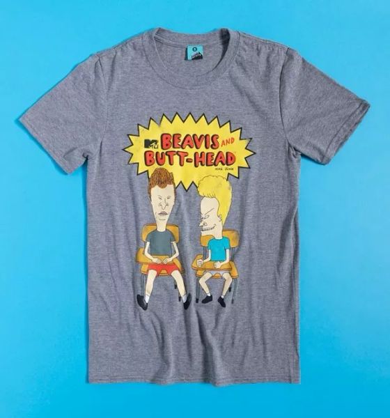

official men's classic beavis and butt-head grey marl t-shirt, White;black