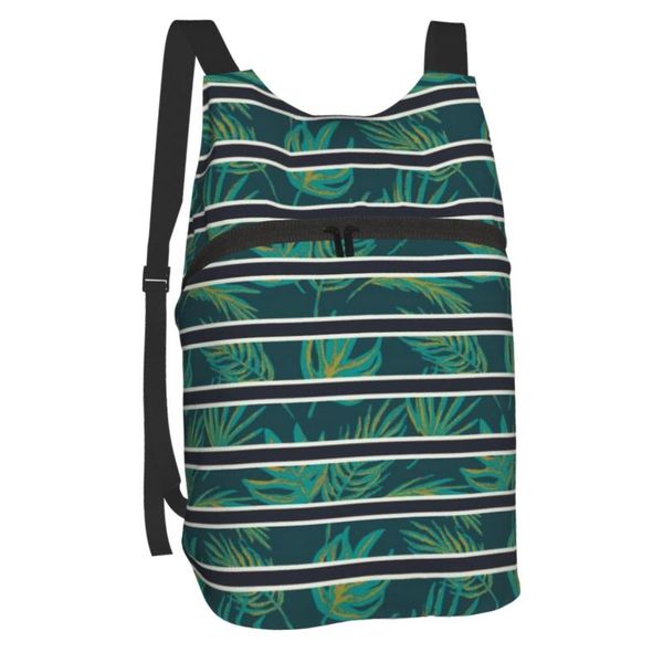

backpack noisydesigns portable travel tropical plants printing zipper foldable back pack outdoor folding bag for women men