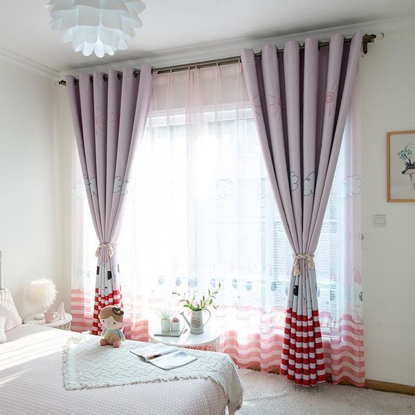 

cartoon cute cat curtains for living room princess kids girl children blackout french window drapes m186c curtain &