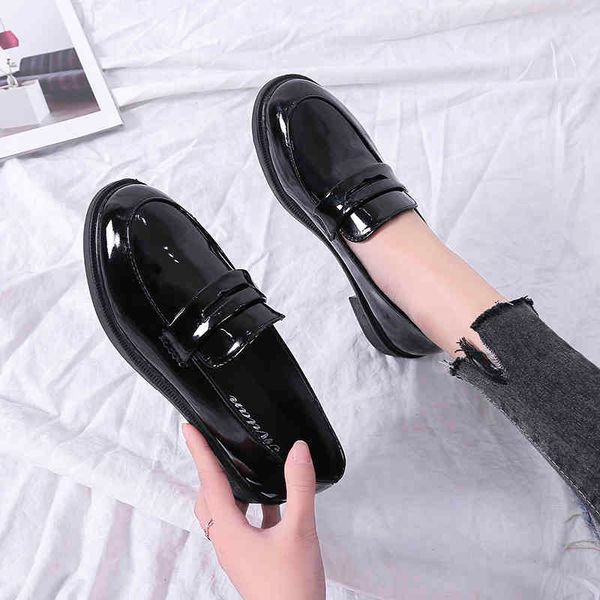 

dress shoes british style woman flats round toe women's moccasins modis all-match oxfords shallow mouth casual female sneakers omh, Black