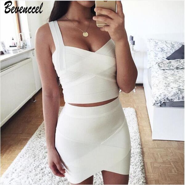 

skirts bevenccel 2021 pencil bodycon skirt front v mini bandage wear to work summer wholesale, Black