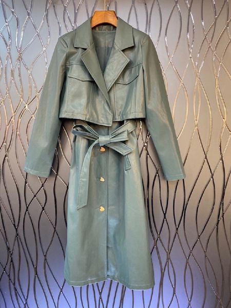 

skirt women's autumn winter suit ladies leather coat jacket+sweetheart button pu leahter set 2pc, White
