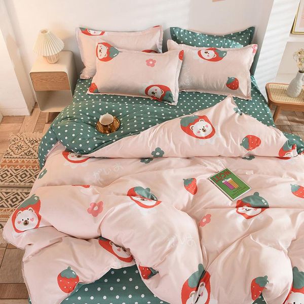 

set 3/4pcs bedding printed bed linen sheet plaid duvet cover 240x220 single double  king quilt covers sets bedclothes
