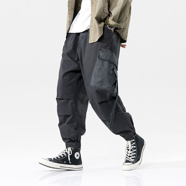 

chao brand casual pants men's overalls 2021 autumn loose nine point, White;black