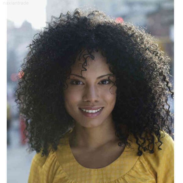 

wig fashion women's chemical fiber high temperature silk long hair natural ffy small curly wig, Black