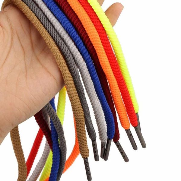 

shoes materials brand fashion shoe laces 0.5cm wide polyester shoeslaces,round solid metal shoelace,twisted boots, Black