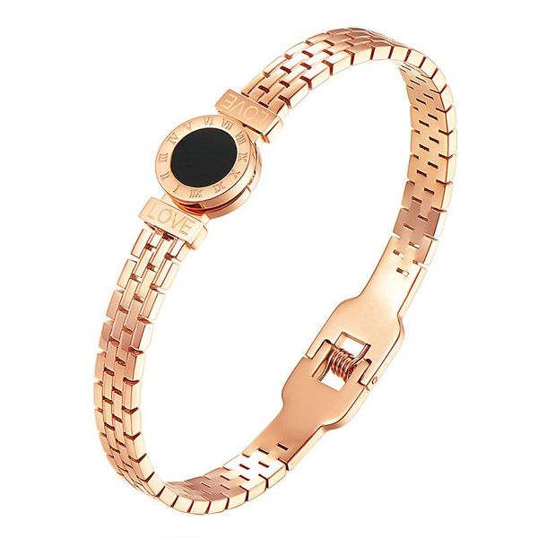 

bangle 2021 brand classic titanium steel 18k rose gold colorless letter shell women's bracelet party girl fashion jewelry, Black