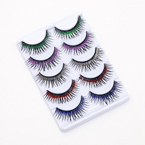 

makeup 5 pairs color glitter diamond eyelashes stage performance false eye lashes cosplay halloween long thick natural eyelash1