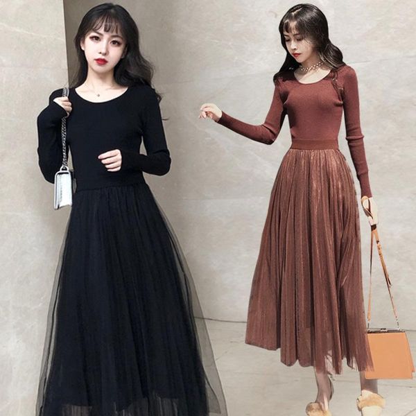

maternity dresses autumn winter long dress clothing fashion elegant o-neck knitting patchwork voile spring pregnancy vestidos, White