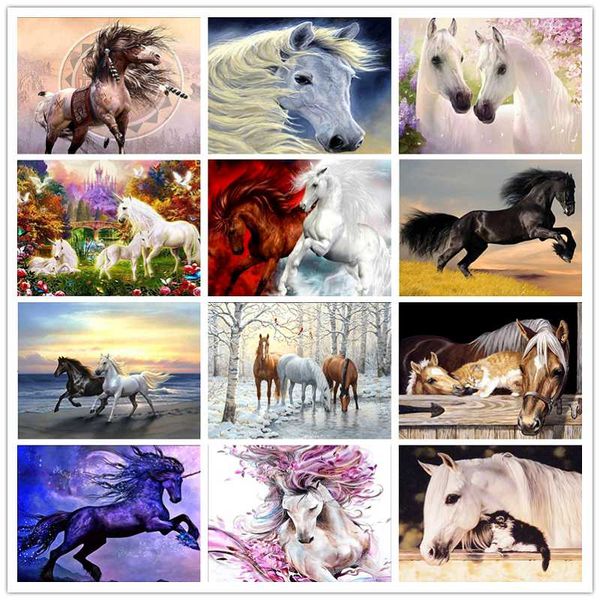 

diamond painting luovizem full square/round drill diy 5d horse animal pattern home decor embroidery cross stitch