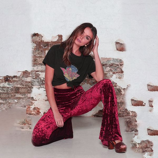

capris velvet high-waisted waistline women's vintage bodycon leggings long black red pants thin drawing club wear party, Black;white