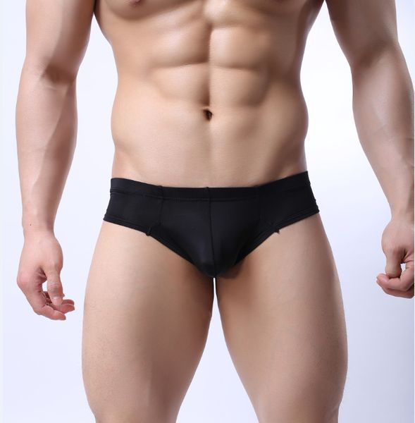 

men's transparent small flat angle men's underwear silky slim, Black;white