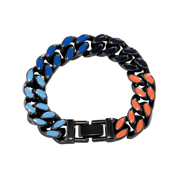 

link, chain 2021 luxury fashion trendy brand hip-hop gradient color cuban bracelet ins wind high-quality men women wild party accessories, Black