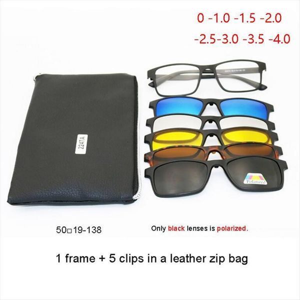

5 1 suit multi function clip prescription sunglasses men magnet nearsighted eyeglasses women myopia glasses 0 1.0 1.5 to 4.0, White;black