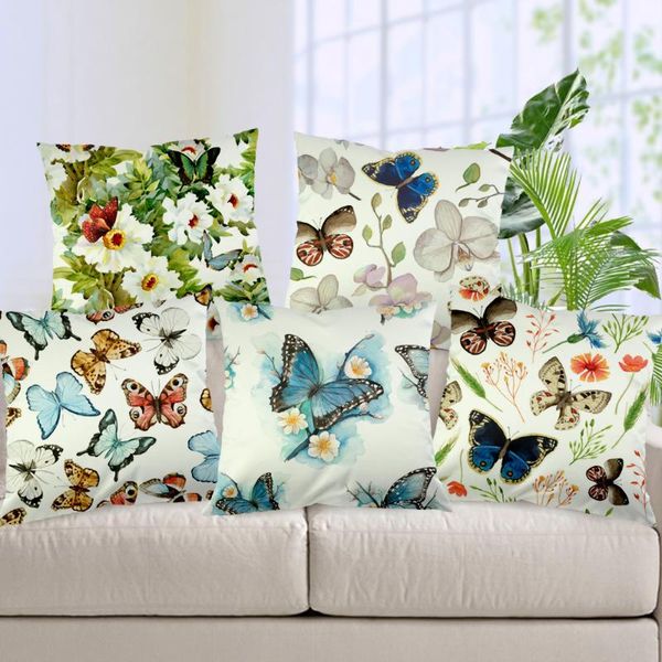 

colorful butterfly silk like fabric cushion cover flower decorative pillow housse de coussin funda cojin capa almofada cushion/decorative