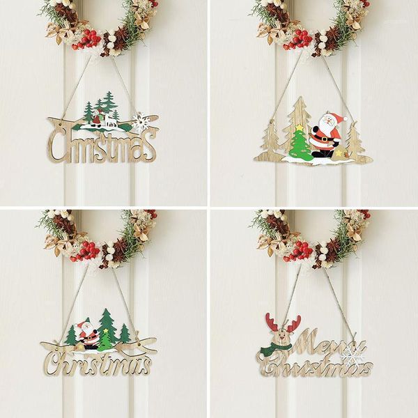 

christmas decorations creative 2022 wooden hanging sign for window door wall decor santa merry diy tree ornaments navidad gifts
