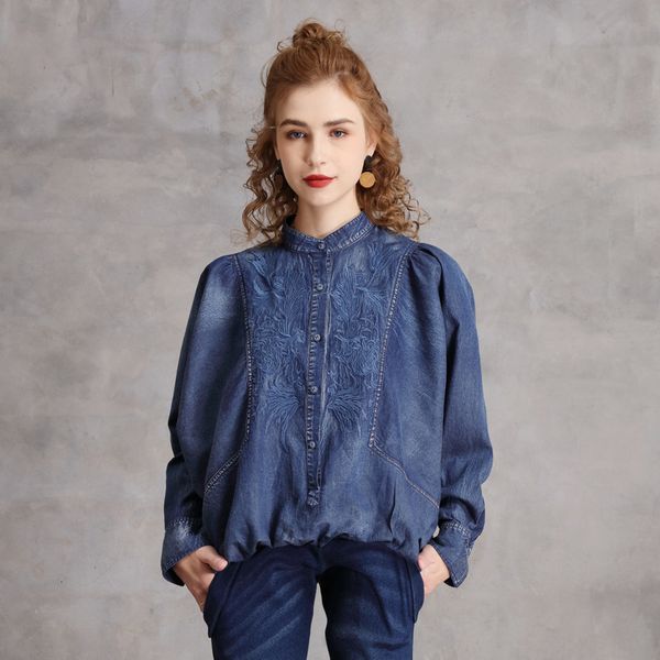 

women's blouses & shirts spring vintage woman casual loose embroidery women blouse mujer blusa long sleeve oversize femme rii, White