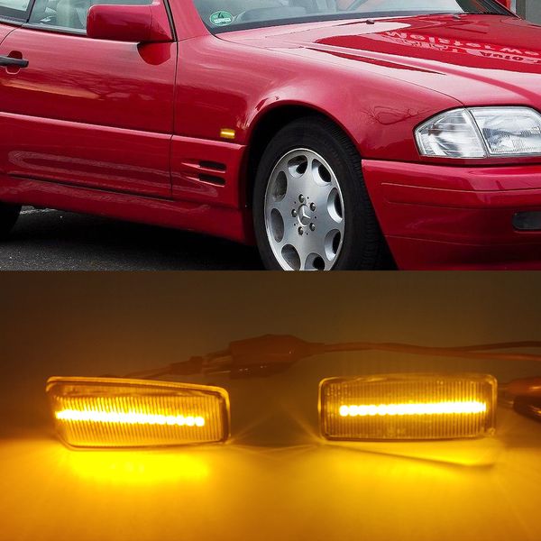 1PAIR Dynamic Amber LED Segnalato laterale Lampada lampada a turno Segnale di direzione per Mercedes Benz W201 190 W124 W202 W140 R129