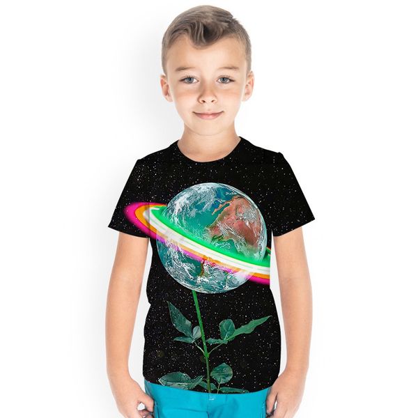 

happy planet design children's 3d printed t-shirt animal print summer daily sports shirt round neck short sleeve high quality, Blue