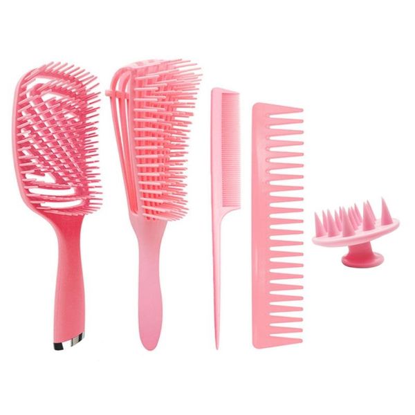 

hair brushes p8dd 4/5pcs anti-static comb detangling brush scalp massage wide tooth tail combs hairdressing styling tools for salon home, Silver