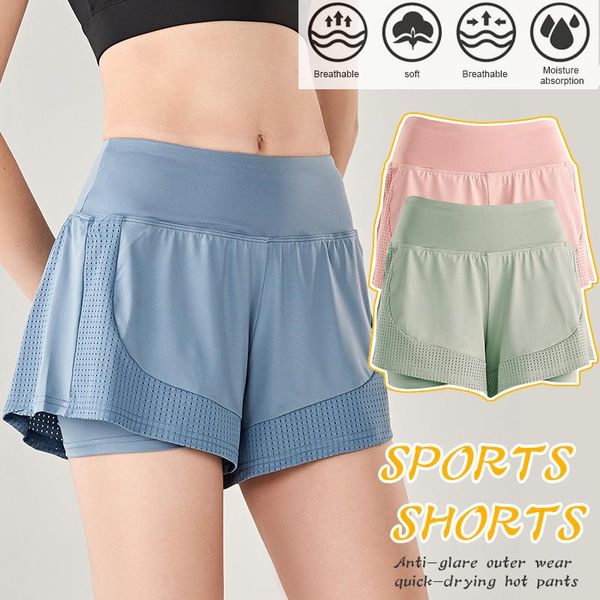 

yoga outfits wholesale women running workout shorts with liner 2 in 1 athletic sport quick dry elastic wasit ed889, White;red