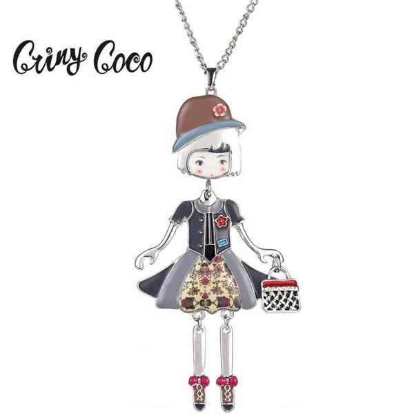 

pendant necklaces arrival collar statement doll choker hip hop for women alloy long link chains necklace girls jewelry, Silver