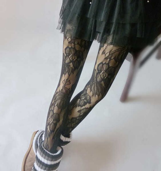 

british fashion jacquard net socks, pantyhose, silk socks, Black;white