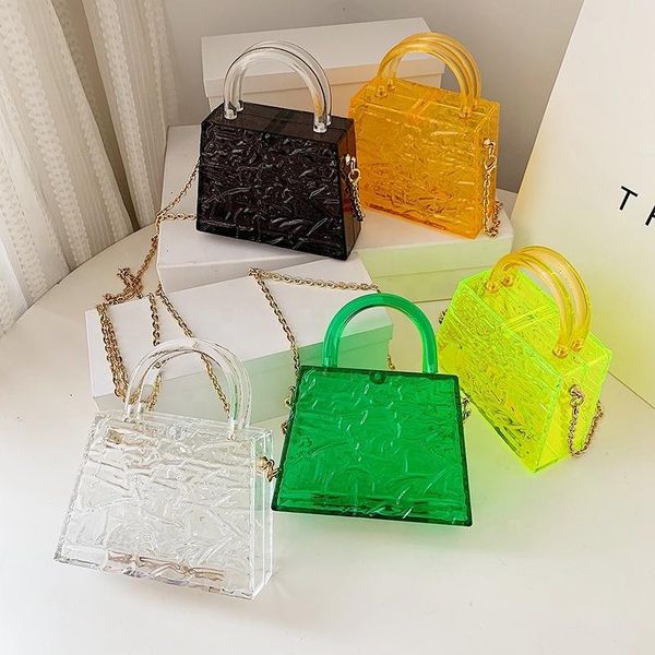 

evening bags latest plastic trapezoid ripple ice crack pattern acrylic mini bag transparent crossbody party purse