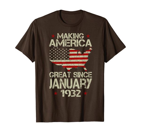 

making america great since january 1932 shirt 88 years old t-shirt, White;black