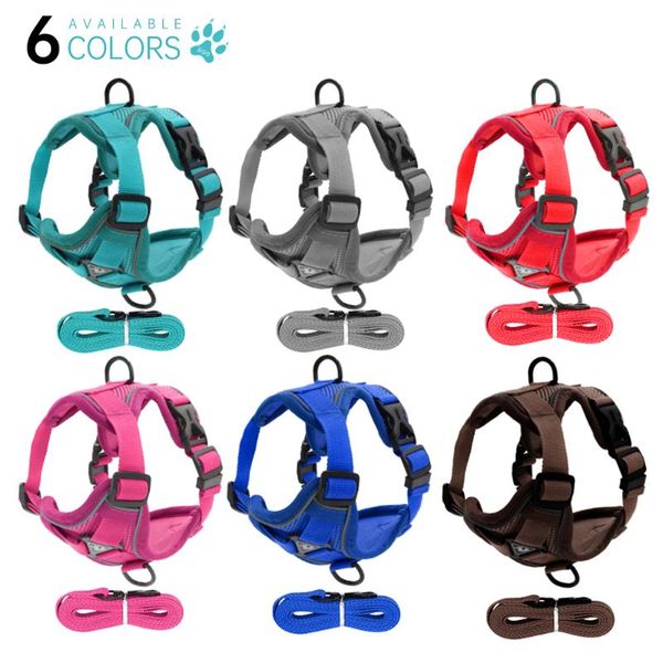 

dog collars & leashes pet reflective nylon harness no pull adjustable medium naughty vest safety vehicular lead walking running