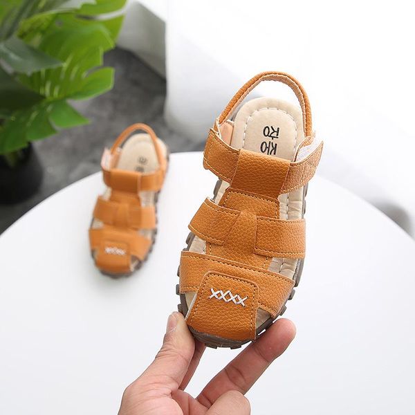 

sandals summer boy's sandal children skid-proof teenage soft bottom kids shoes white black brown, Black;red