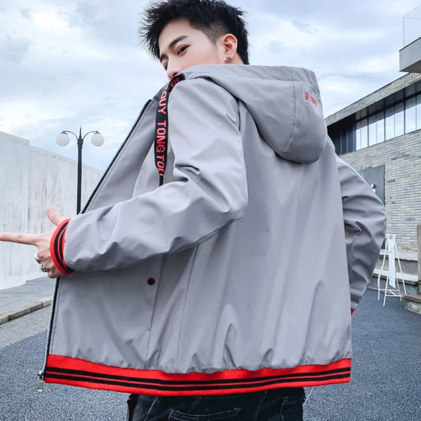 

2021 men's Hooded Jacket spring autumn casual sweater coat fashion Korean loose clothes, Black;brown