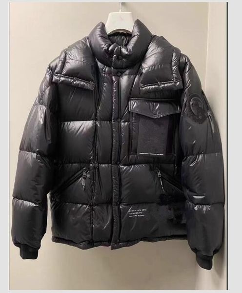 

men/women right pocket design hooded down coat thick warmjacket waterproof parkas black /light purple