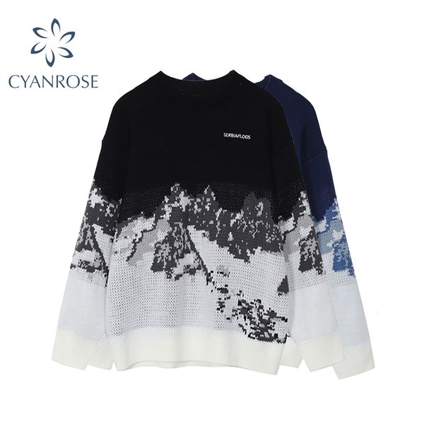 

sweaters pullover women autumn winter warm knitted cotton sweater casual jumper female oversized harajuku fashion 210417, White;black