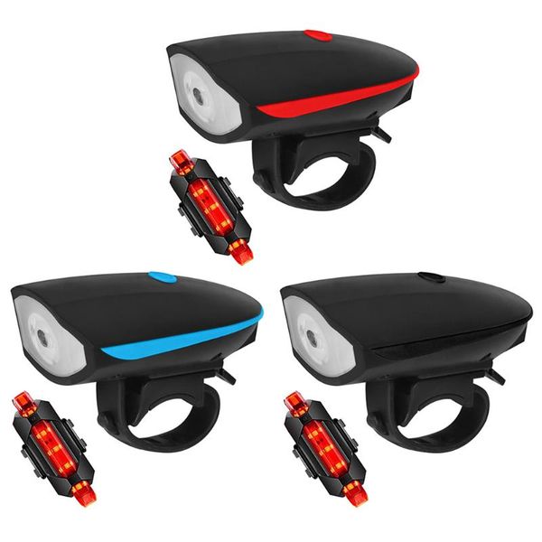 

bicycle headlight usb rechargeable 240lm xpg led mtb road bike waterproof warning horn tail front light accessories lights