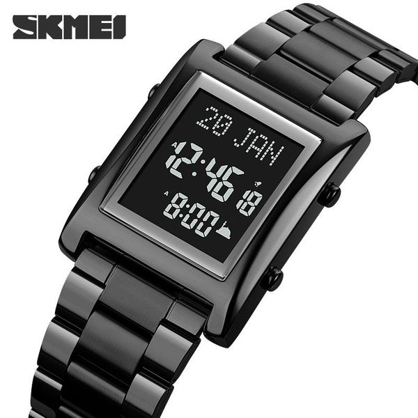 

wristwatches muslim digital watch for prayer qibla compass hijri calendar quran bookmark city backlight men azan watches islamic skmeiÂ montr, Slivery;brown
