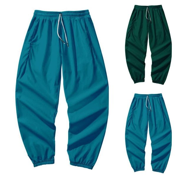 

men's pants casual solid squid game round six autumn winter sports leisure comfortable warm middle waist long trousers, Black