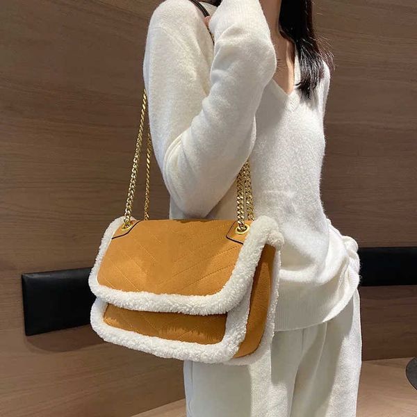 

sports winter fur bag messenger chain suede retro postman armpit