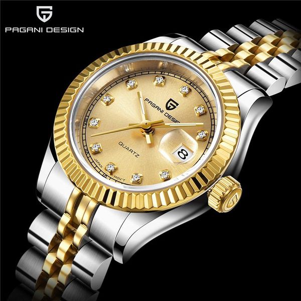 

wristwatches 2021 pagani design ladies business watch brand stainless steel quartz wristwatch sports waterproof calendar gold watches, Slivery;brown