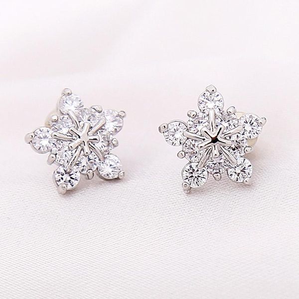 

pair women earrings crystal star snowflake stud earring jewelry gift xrq88, Golden;silver