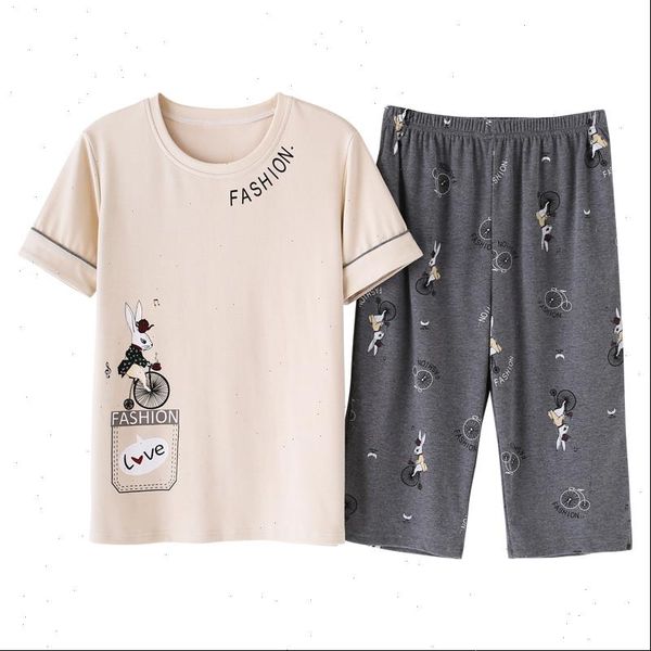 

short sleeve pajama sets womens sleepwears nightwear summer 100%cotton cartoon round neck cute big size  xxl ladies pijama mujer, Black;red