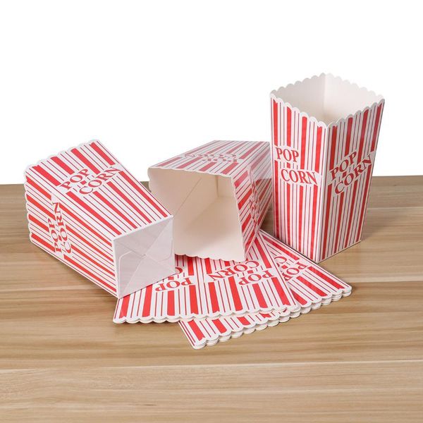 

gift wrap 6pcs plus size stripes popcorn treat boxes paper for party - red