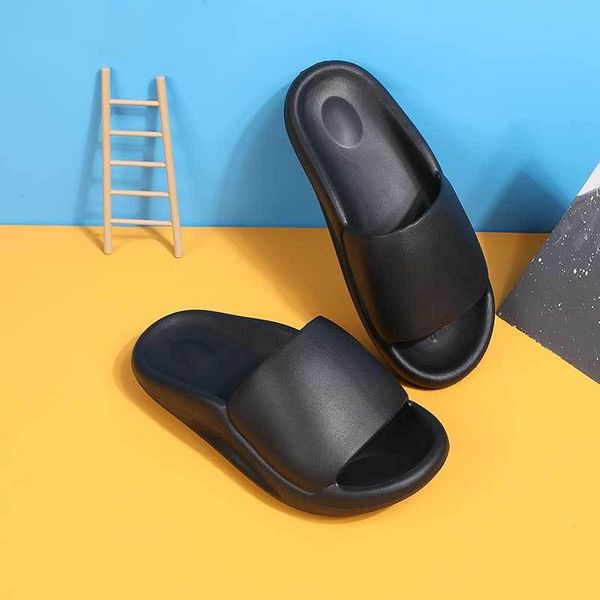 

thick-soled slippers women summer non-slip lovers flip flop home soft-soled bathroom men outdoor beach shoes sandals, Black