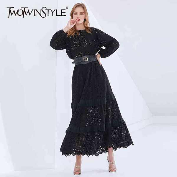 

white spring elegant two piece set for women o neck long sleeve shirt high waist sashes skits female sets tide 210428