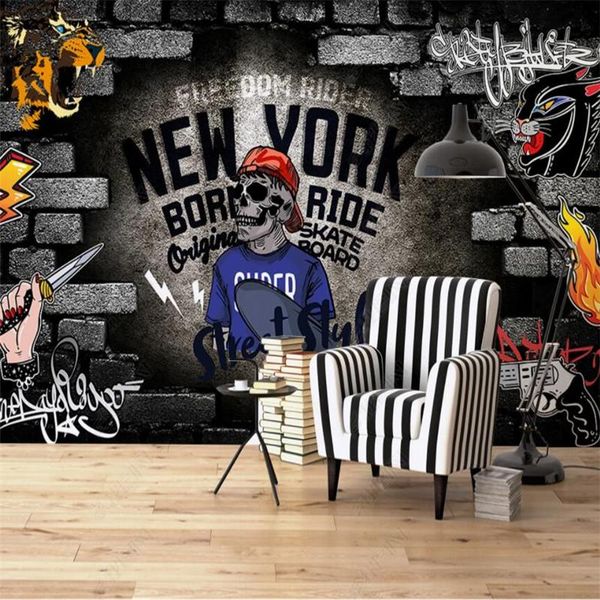 

wallpapers custom european and american industrial style graffiti rock brick wall paper 3d bar club disco decor mural wallpaper